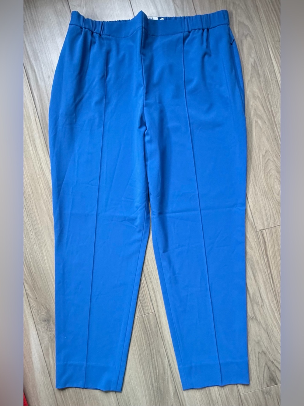 MM Lafleur NY Blue Straight Leg Dress Trouser Sz 14 Elastic Waist Poly